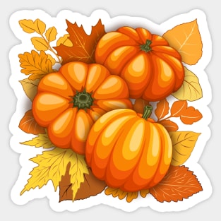 Pumpkins and Autumn Leaves Party Sticker